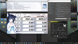 Vitesse de lecture du disque dur SSD haute performance avec un débit de 7041 Mo/s, affichant la puissance et la rapidité pour optimiser votre expérience informatique.